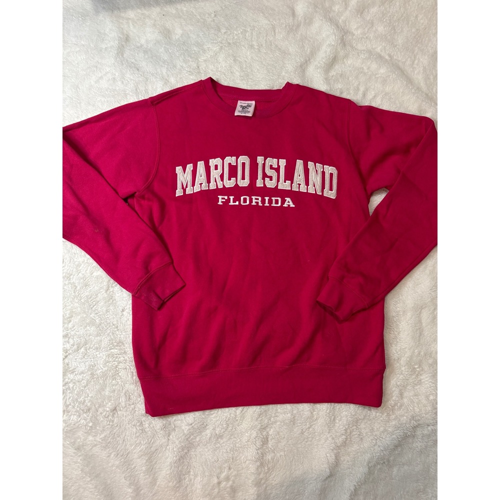 Pacific & Co Sweatshirt Women Small Pink Excellent Marco Island Florida Graphic